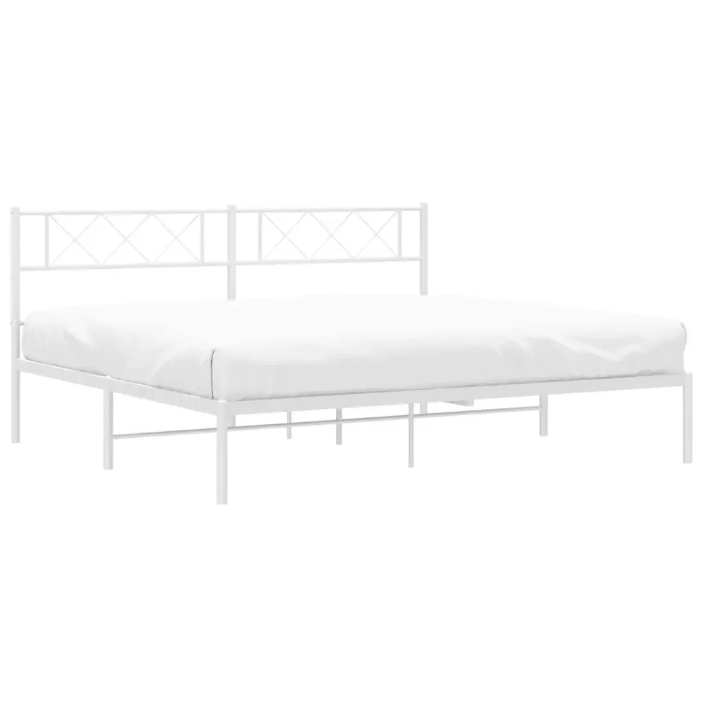Letto matrimoniale | Letto per adulti | Giroletto con Testiera Metallo Bianco 160x200 cm - Image 4