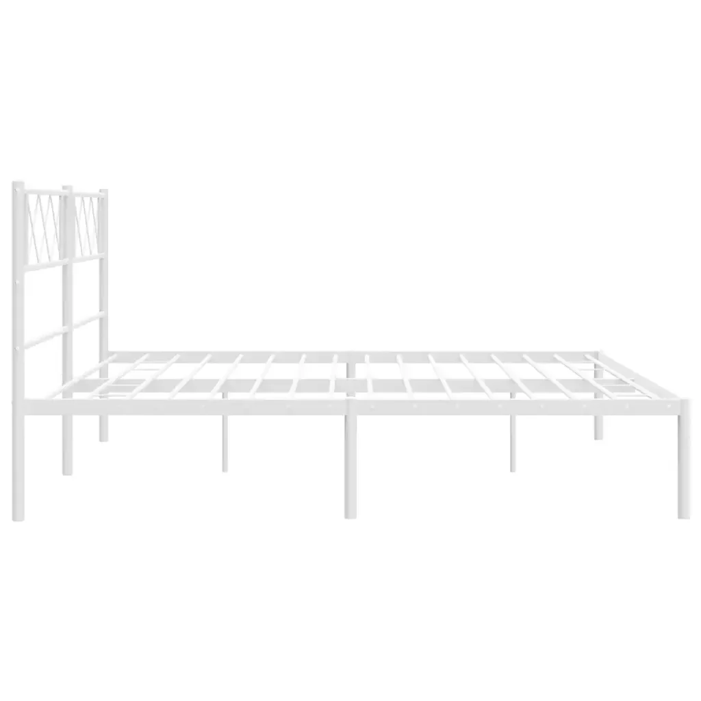 Letto matrimoniale | Letto per adulti | Giroletto con Testiera Metallo Bianco 160x200 cm - Image 6