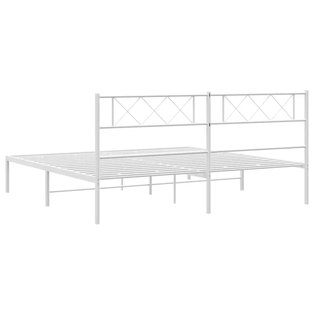 Letto matrimoniale | Letto per adulti | Giroletto con Testiera Metallo Bianco 160x200 cm - Image 7