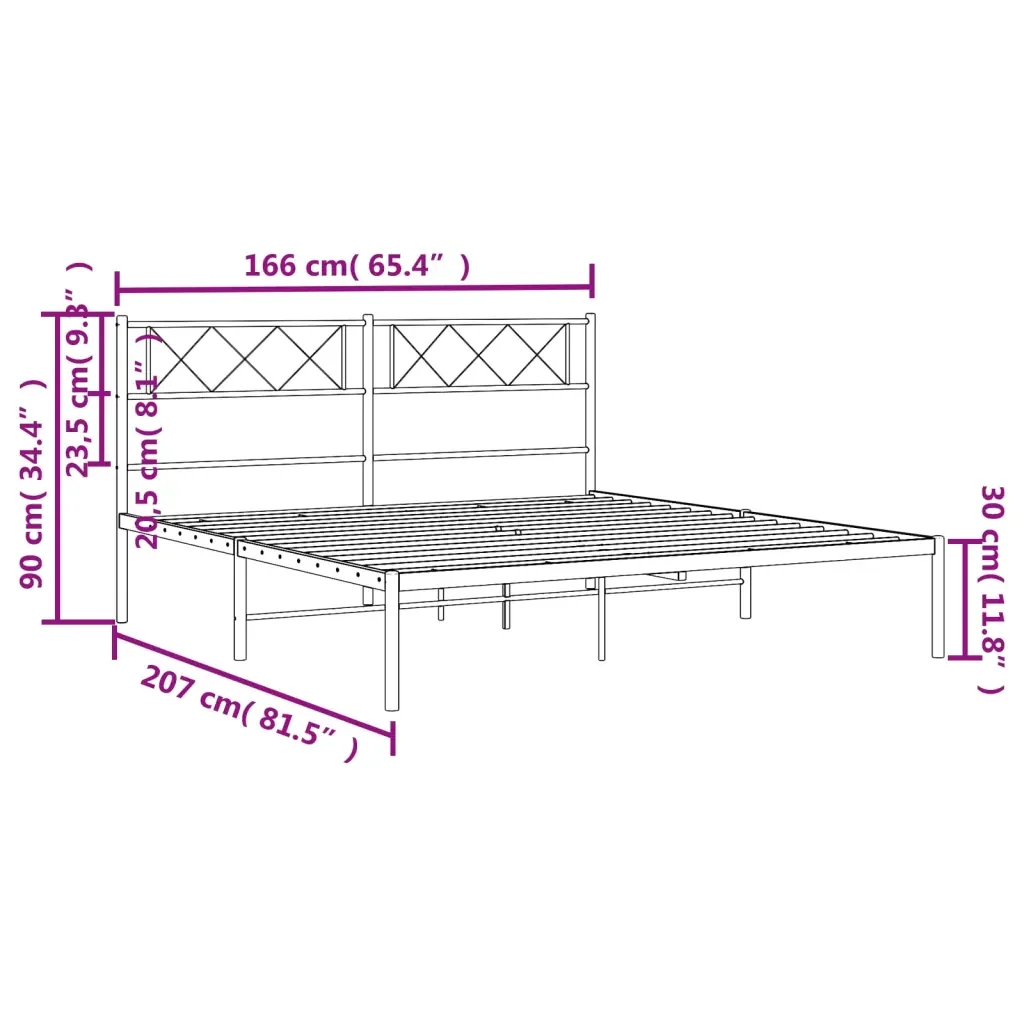Letto matrimoniale | Letto per adulti | Giroletto con Testiera Metallo Bianco 160x200 cm - Image 9