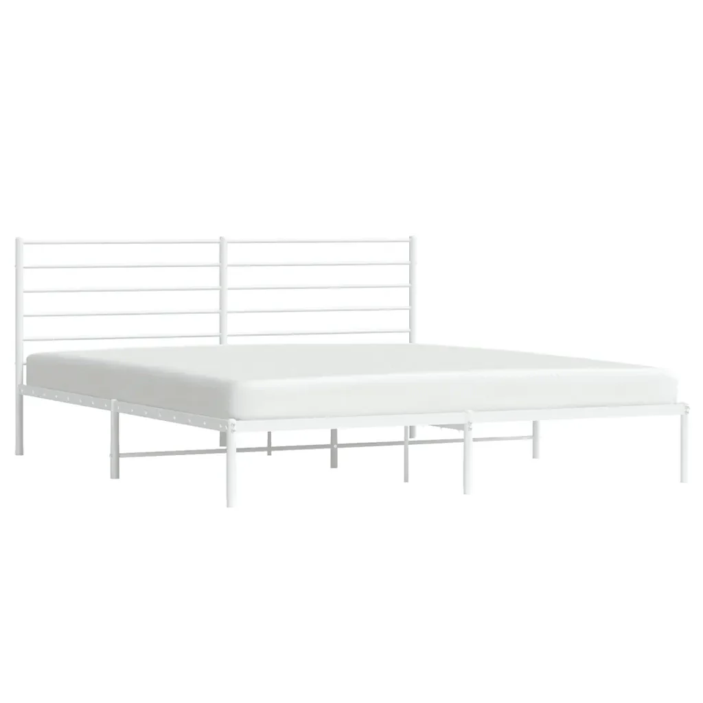 Letto matrimoniale | Letto per adulti | Giroletto con Testiera Metallo Bianco 180x200 cm - Image 5