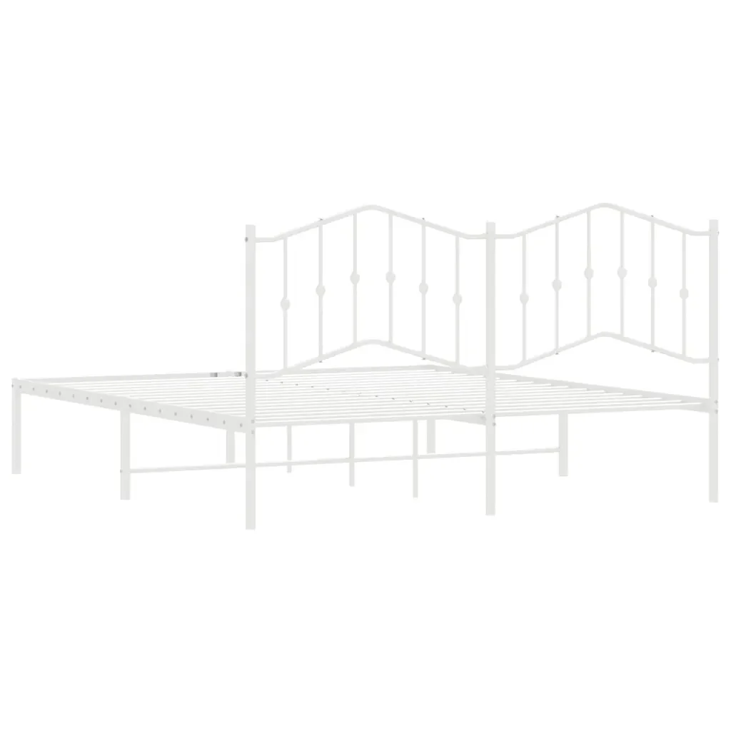 Letto matrimoniale | Letto per adulti | Giroletto con Testiera Metallo Bianco 180x200 cm - Image 7