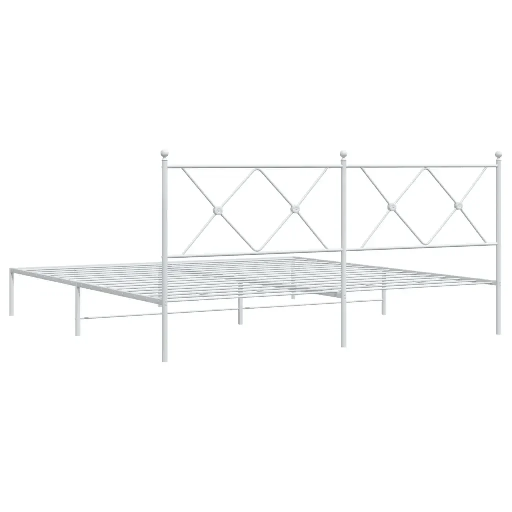 Letto matrimoniale | Letto per adulti | Giroletto con Testiera Metallo Bianco 180x200 cm - Image 6
