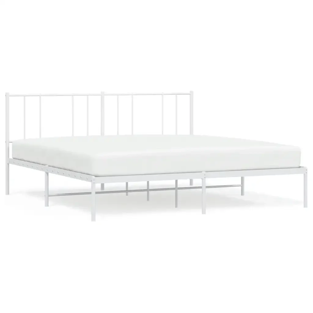 Letto matrimoniale | Letto per adulti | Giroletto con Testiera Metallo Bianco 180x200 cm