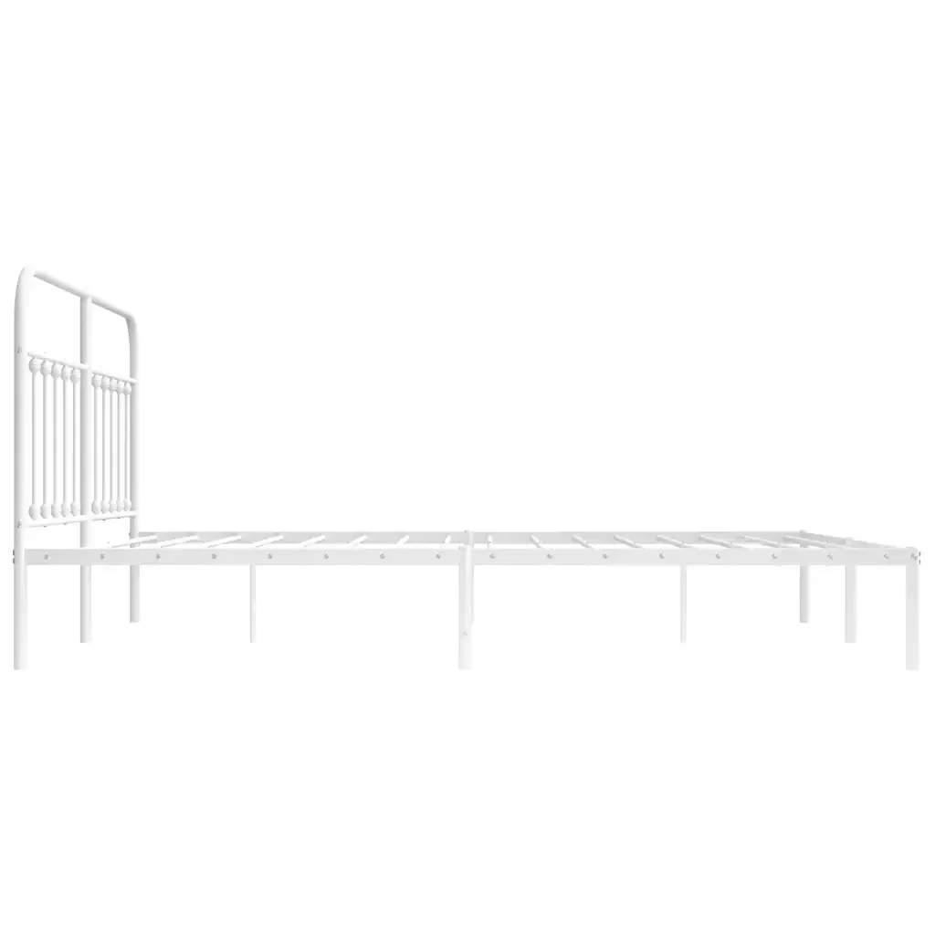 Letto matrimoniale | Letto per adulti | Giroletto con Testiera Metallo Bianco 180x200 cm - Image 7