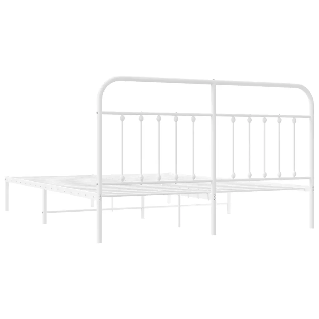 Letto matrimoniale | Letto per adulti | Giroletto con Testiera Metallo Bianco 180x200 cm - Image 8