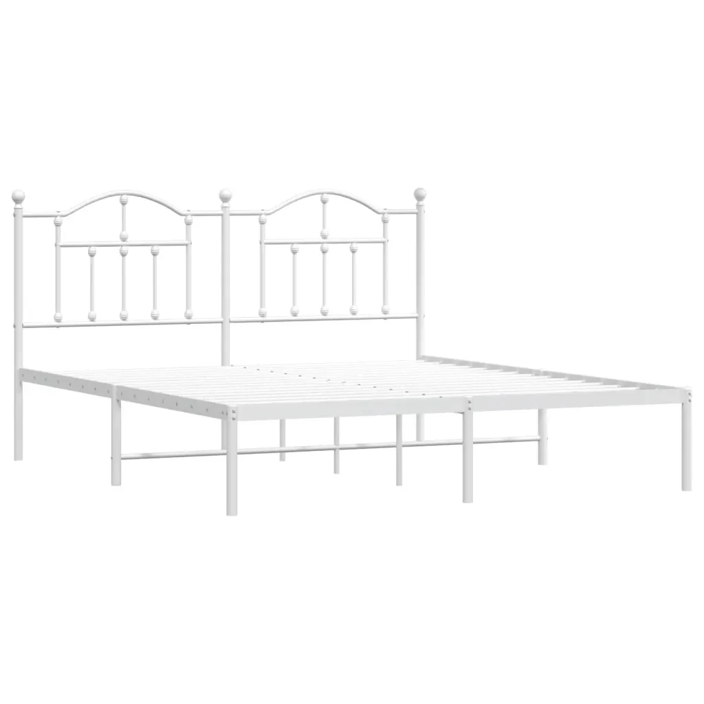 Letto matrimoniale | Letto per adulti | Giroletto con Testiera Metallo Bianco 180x200 cm - Image 4
