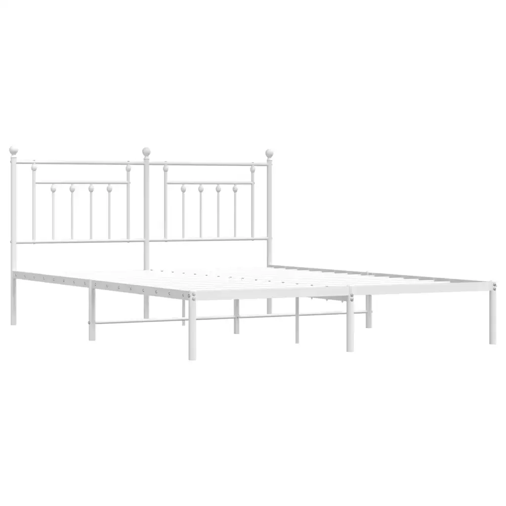 Letto matrimoniale | Letto per adulti | Giroletto con Testiera Metallo Bianco 180x200 cm - Image 4