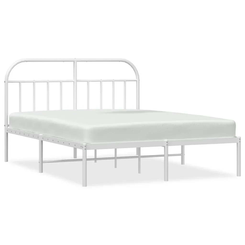 Letto matrimoniale | Letto per adulti | Giroletto con Testiera Metallo Bianco 180x200 cm