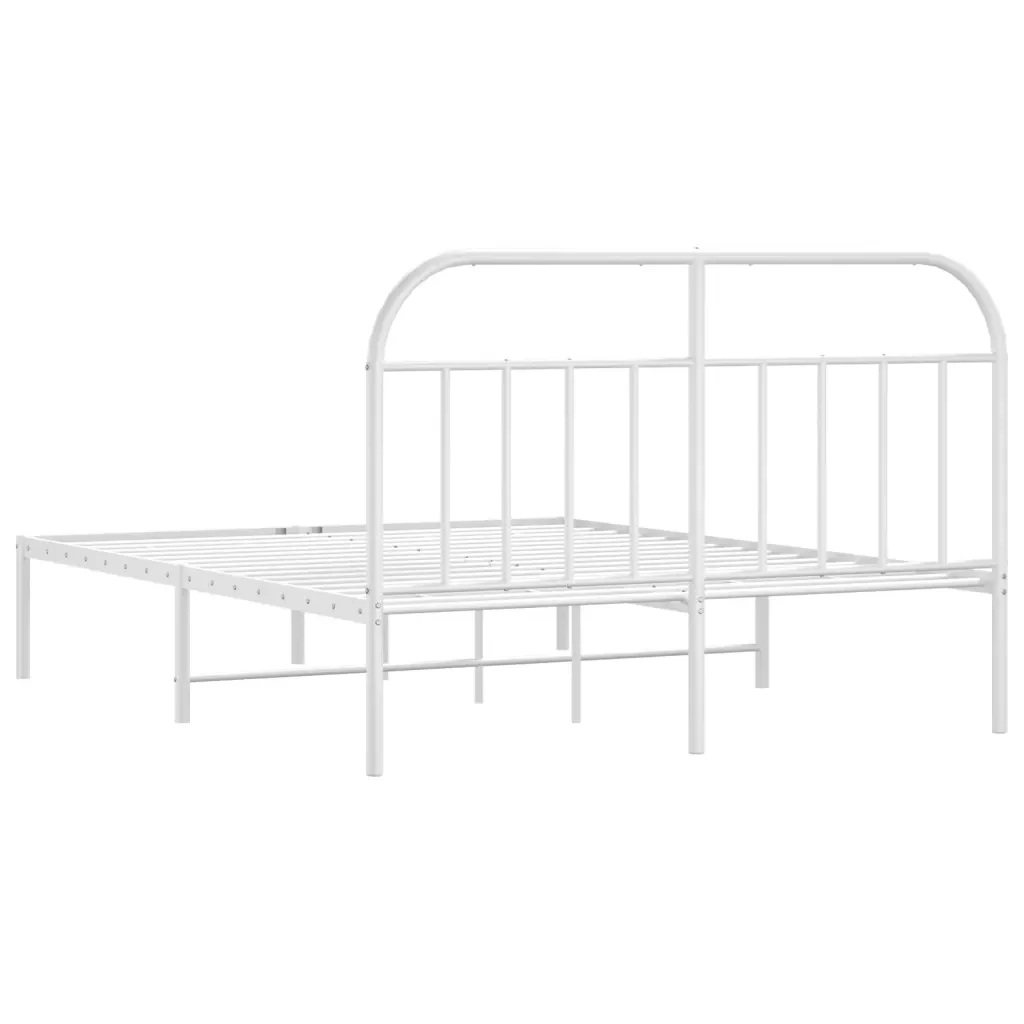 Letto matrimoniale | Letto per adulti | Giroletto con Testiera Metallo Bianco 180x200 cm - Image 8