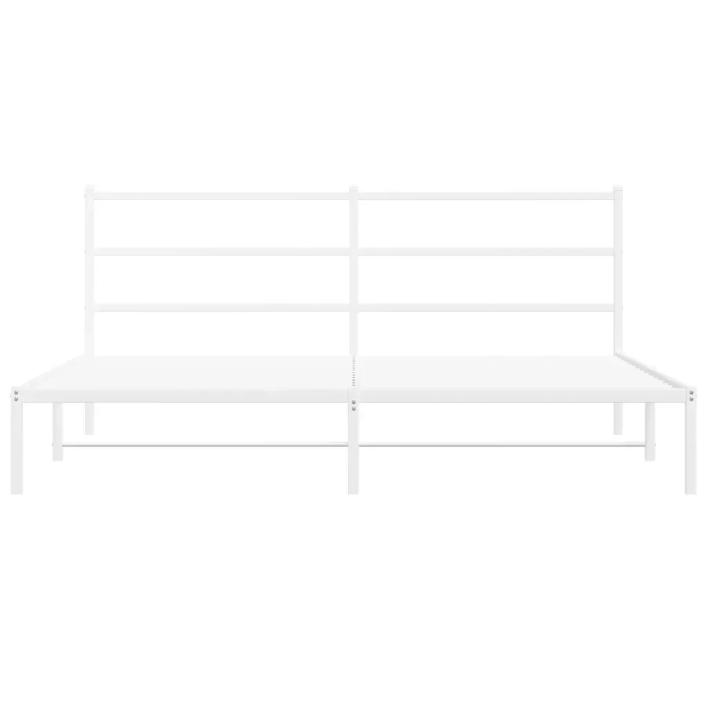 Letto matrimoniale | Letto per adulti | Giroletto con Testiera Metallo Bianco 180x200 cm - Image 5