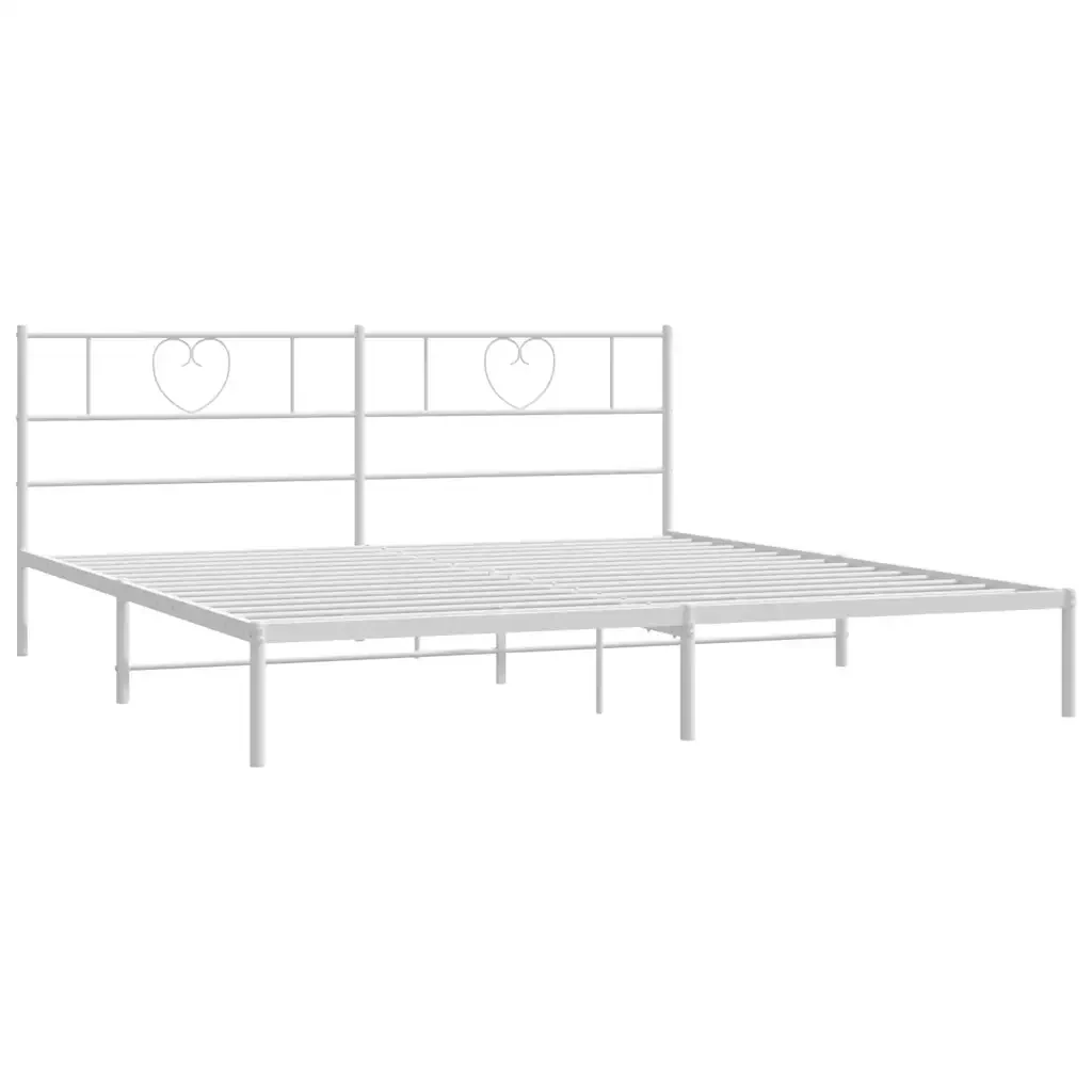 Letto matrimoniale | Letto per adulti | Giroletto con Testiera Metallo Bianco 180x200 cm - Image 5