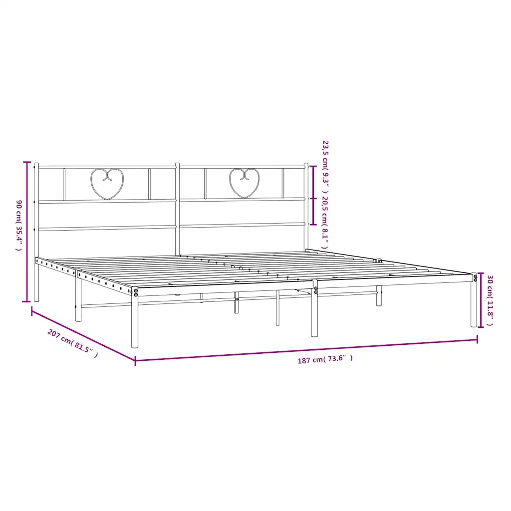 Letto matrimoniale | Letto per adulti | Giroletto con Testiera Metallo Bianco 180x200 cm - Image 9