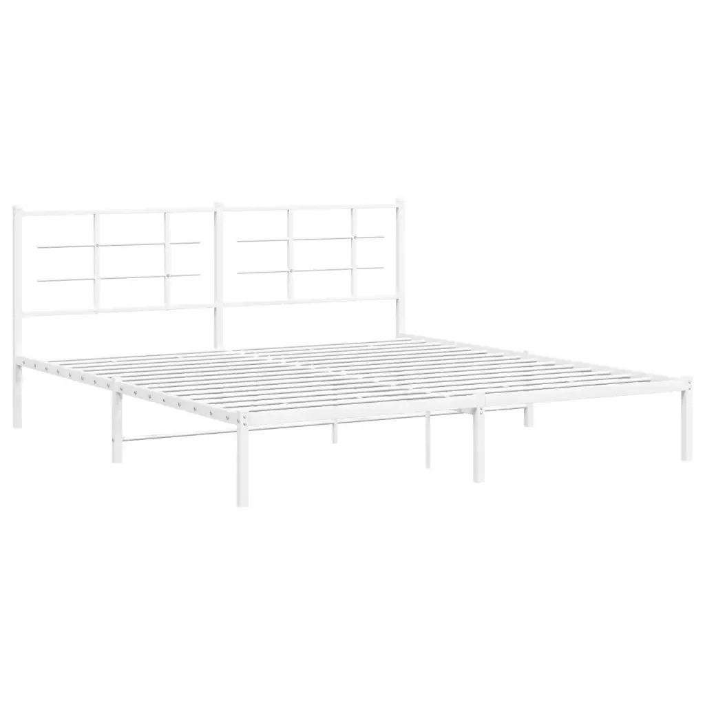 Letto matrimoniale | Letto per adulti | Giroletto con Testiera Metallo Bianco 180x200 cm - Image 4