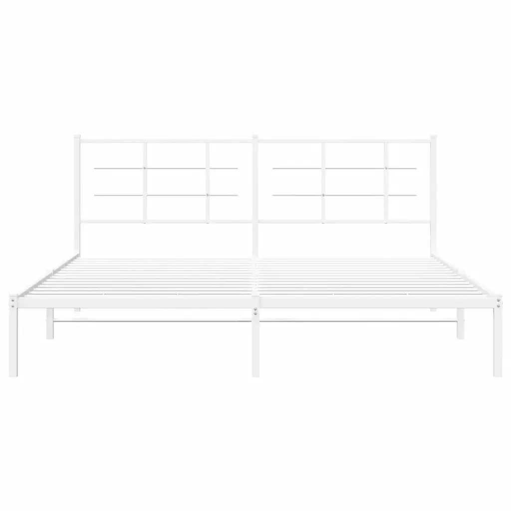 Letto matrimoniale | Letto per adulti | Giroletto con Testiera Metallo Bianco 180x200 cm - Image 5