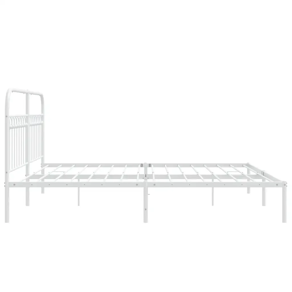 Letto matrimoniale | Letto per adulti | Giroletto con Testiera Metallo Bianco 183x203 cm - Image 5