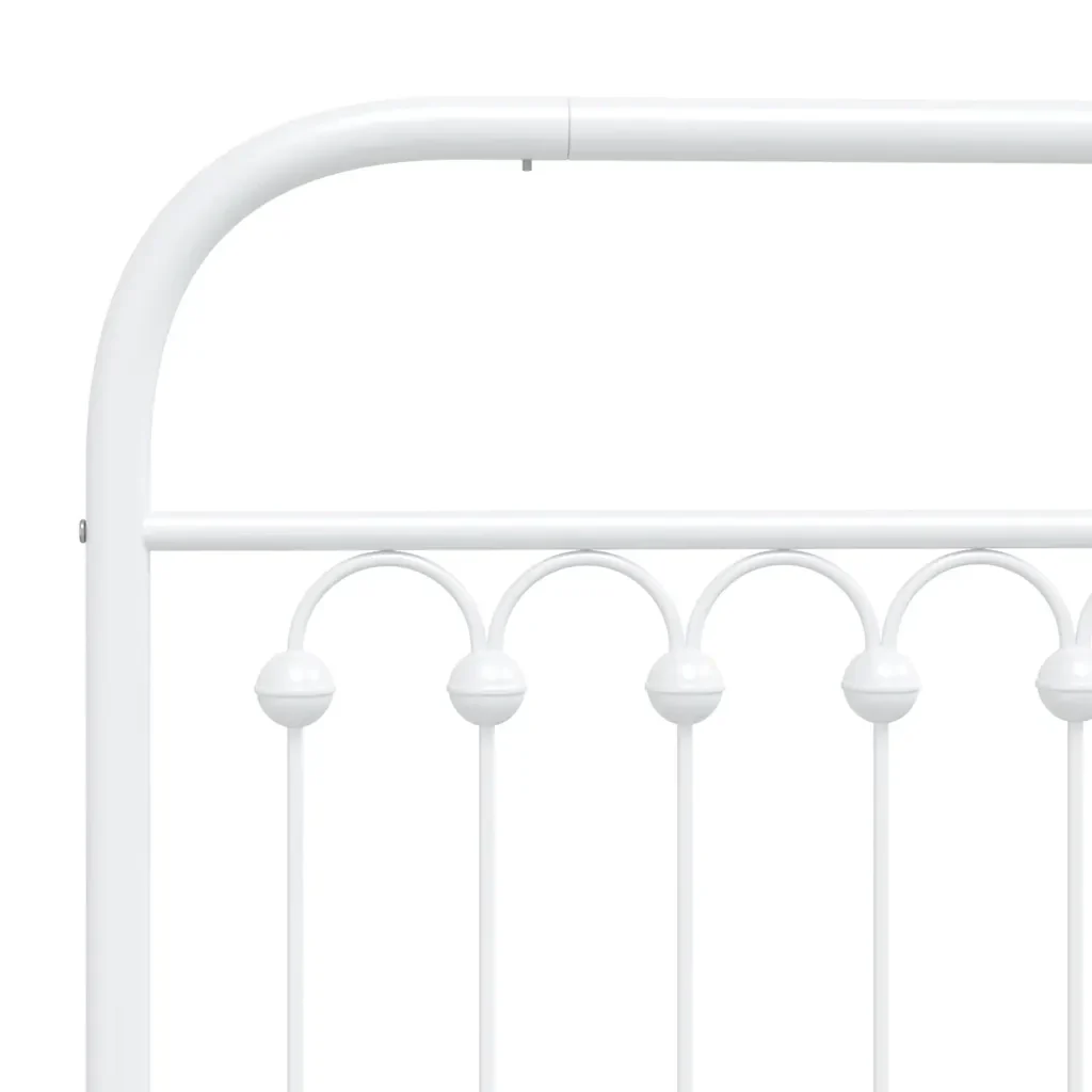 Letto matrimoniale | Letto per adulti | Giroletto con Testiera Metallo Bianco 183x203 cm - Image 7