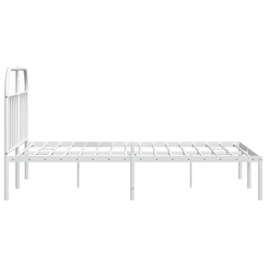 Letto matrimoniale | Letto per adulti | Giroletto con Testiera Metallo Bianco 183x213 cm - Image 7