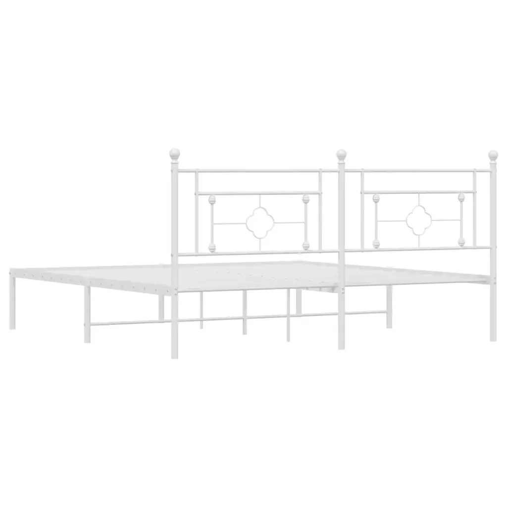 Letto matrimoniale | Letto per adulti | Giroletto con Testiera Metallo Bianco 183x213 cm - Image 7