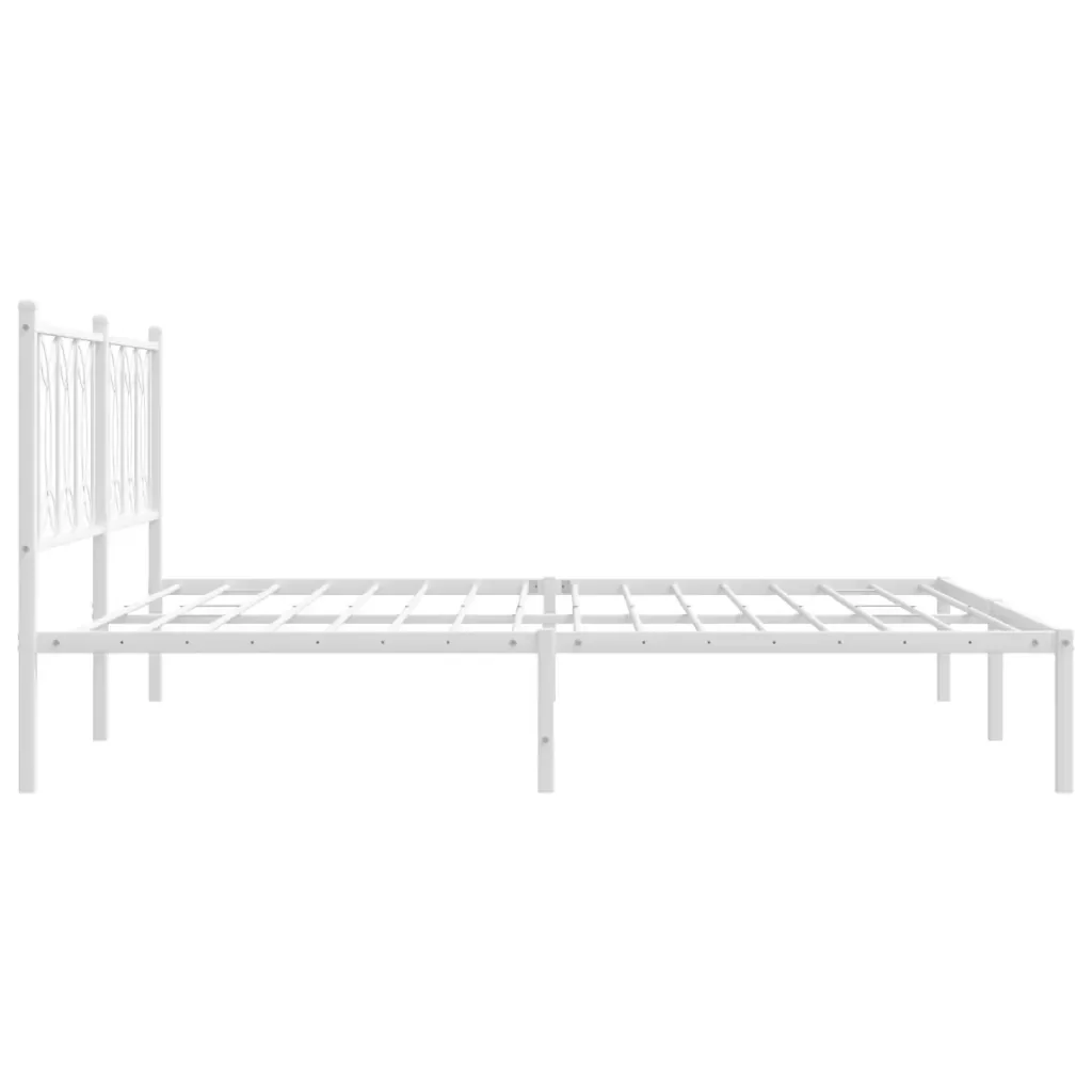 Letto matrimoniale | Letto per adulti | Giroletto con Testiera Metallo Bianco 183x213 cm - Image 5