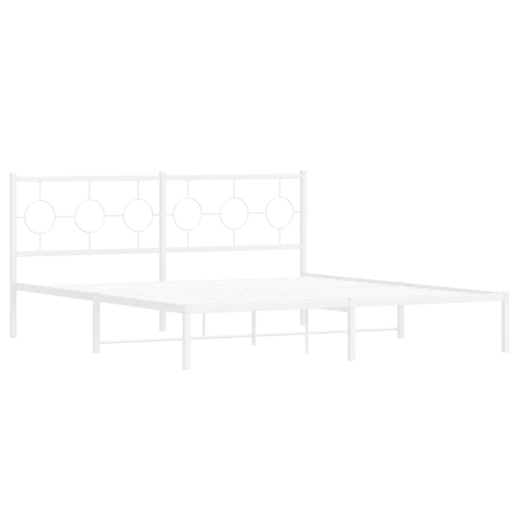 Letto matrimoniale | Letto per adulti | Giroletto con Testiera Metallo Bianco 183x213 cm - Image 4