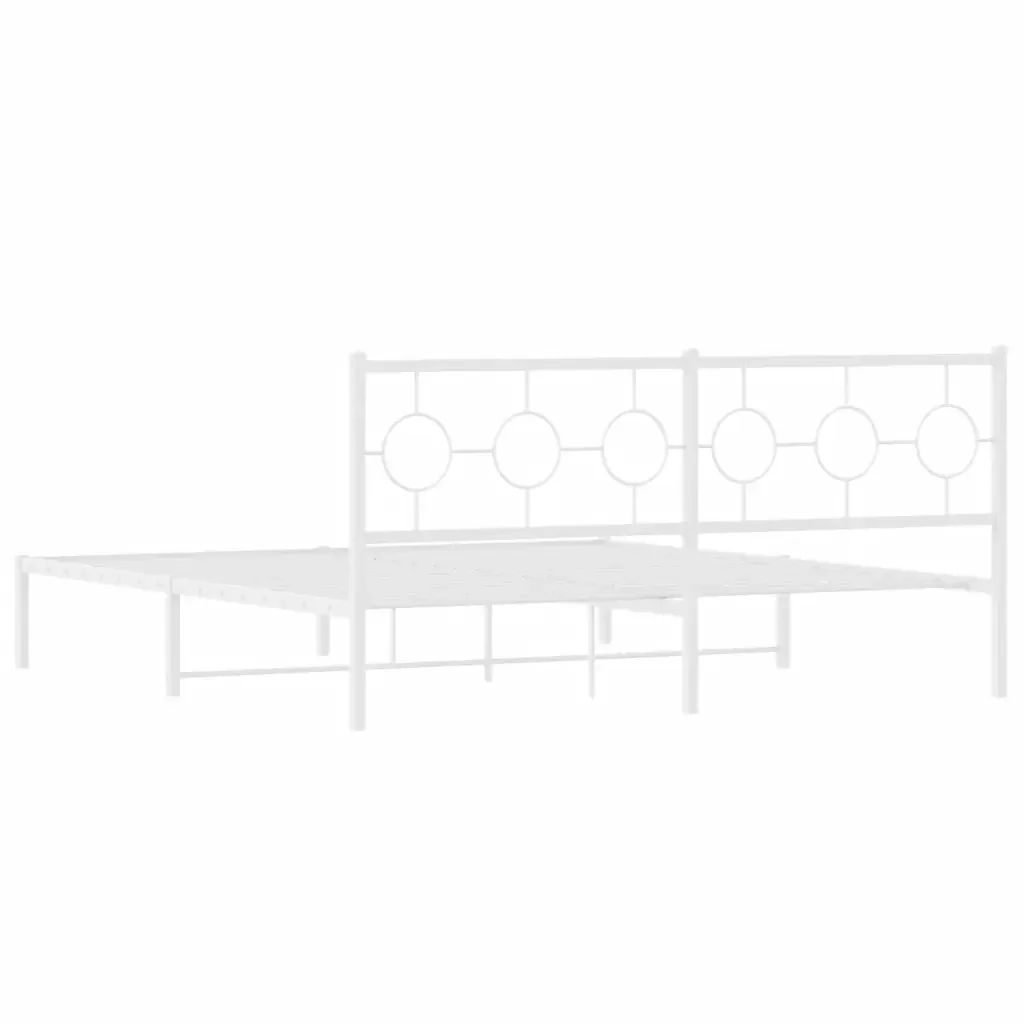 Letto matrimoniale | Letto per adulti | Giroletto con Testiera Metallo Bianco 183x213 cm - Image 7