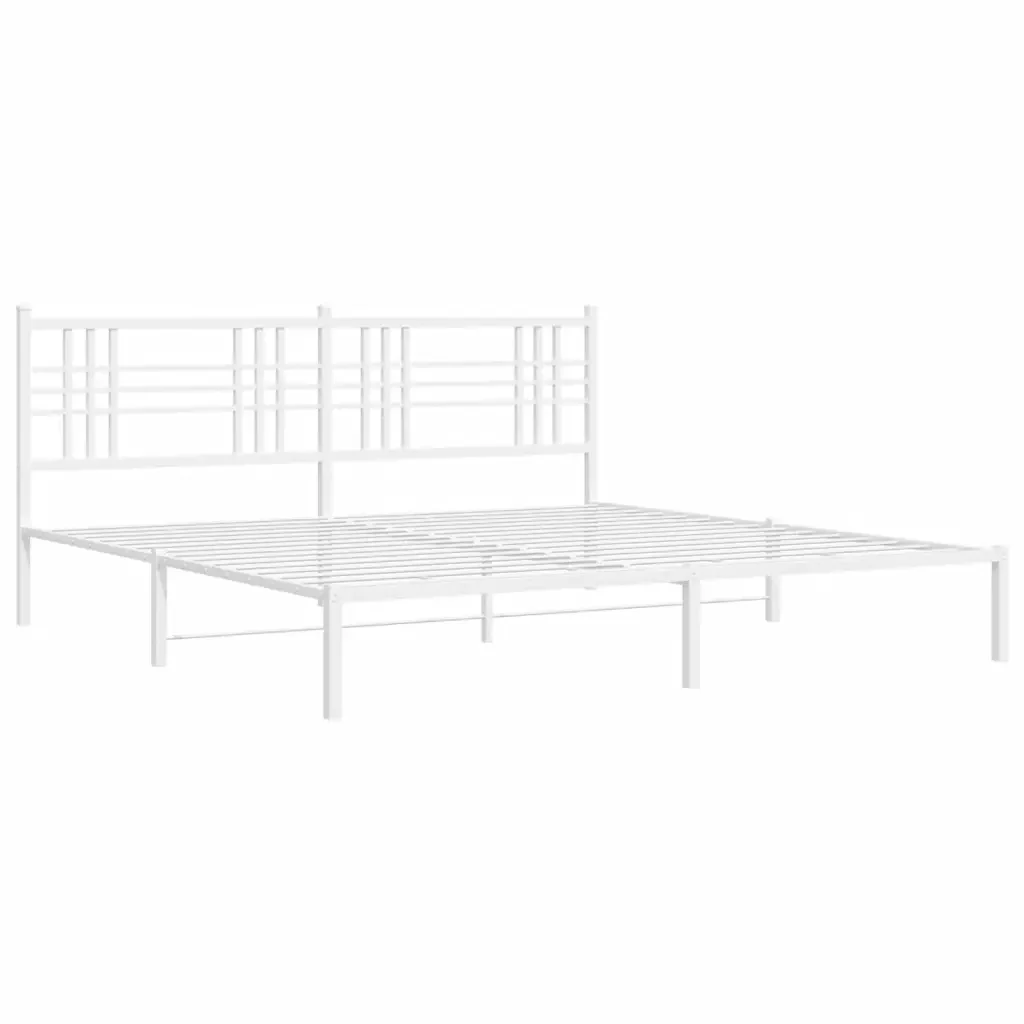 Letto matrimoniale | Letto per adulti | Giroletto con Testiera Metallo Bianco 183x213 cm - Image 4