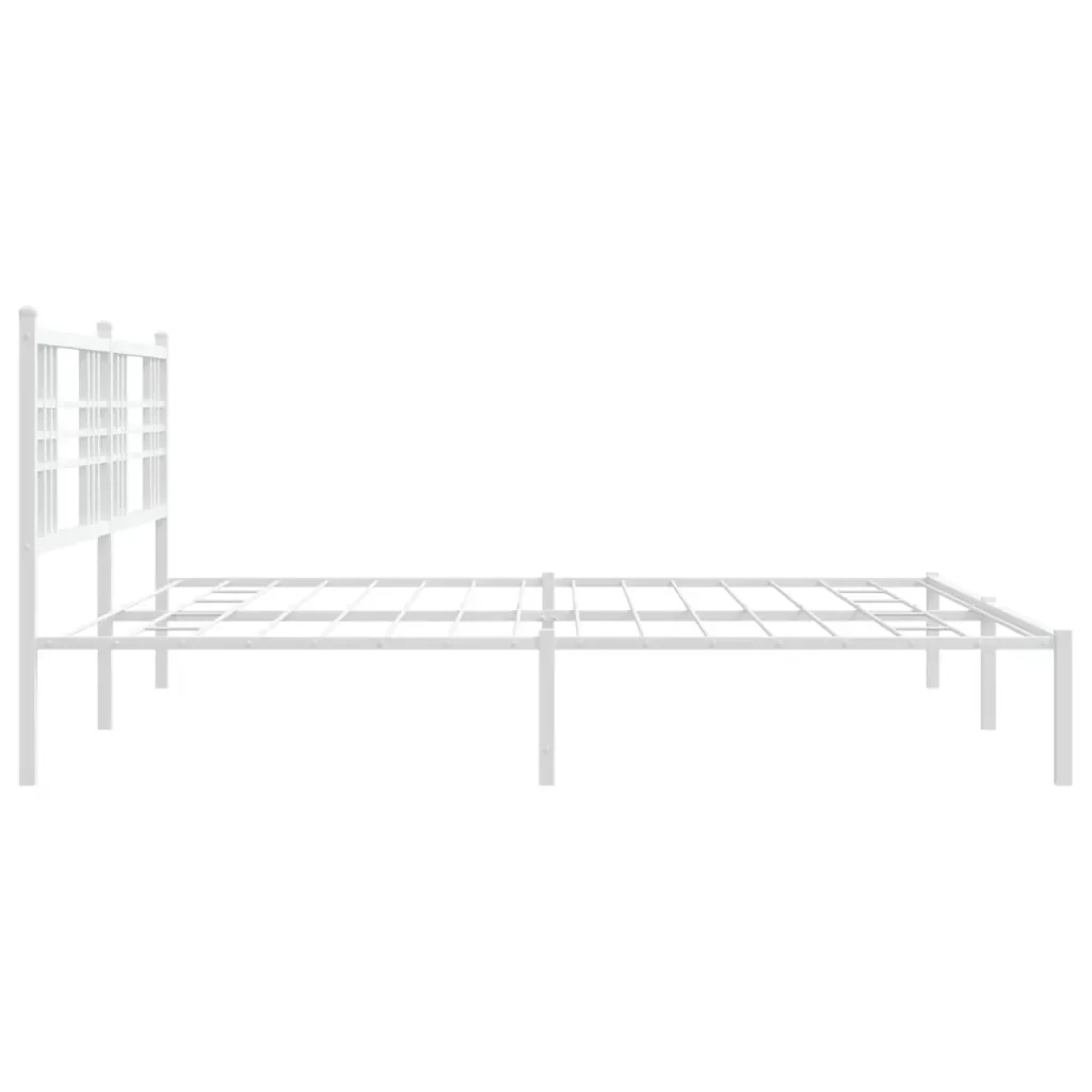 Letto matrimoniale | Letto per adulti | Giroletto con Testiera Metallo Bianco 183x213 cm - Image 5