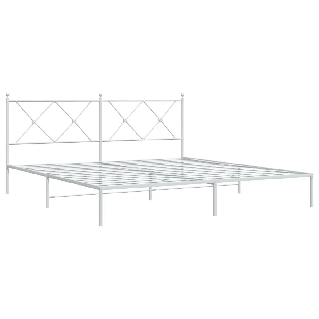 Letto matrimoniale | Letto per adulti | Giroletto con Testiera Metallo Bianco 183x213 cm - Image 3