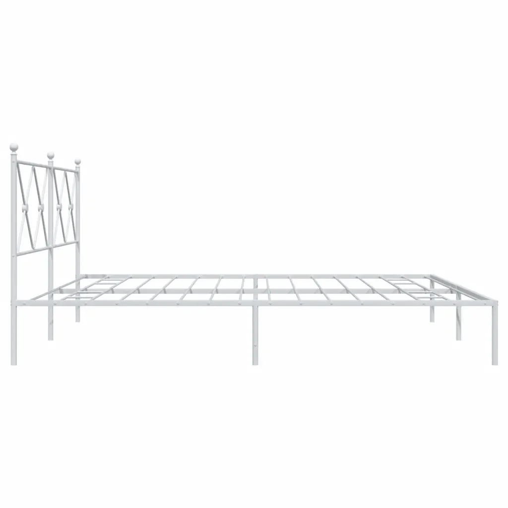 Letto matrimoniale | Letto per adulti | Giroletto con Testiera Metallo Bianco 183x213 cm - Image 5