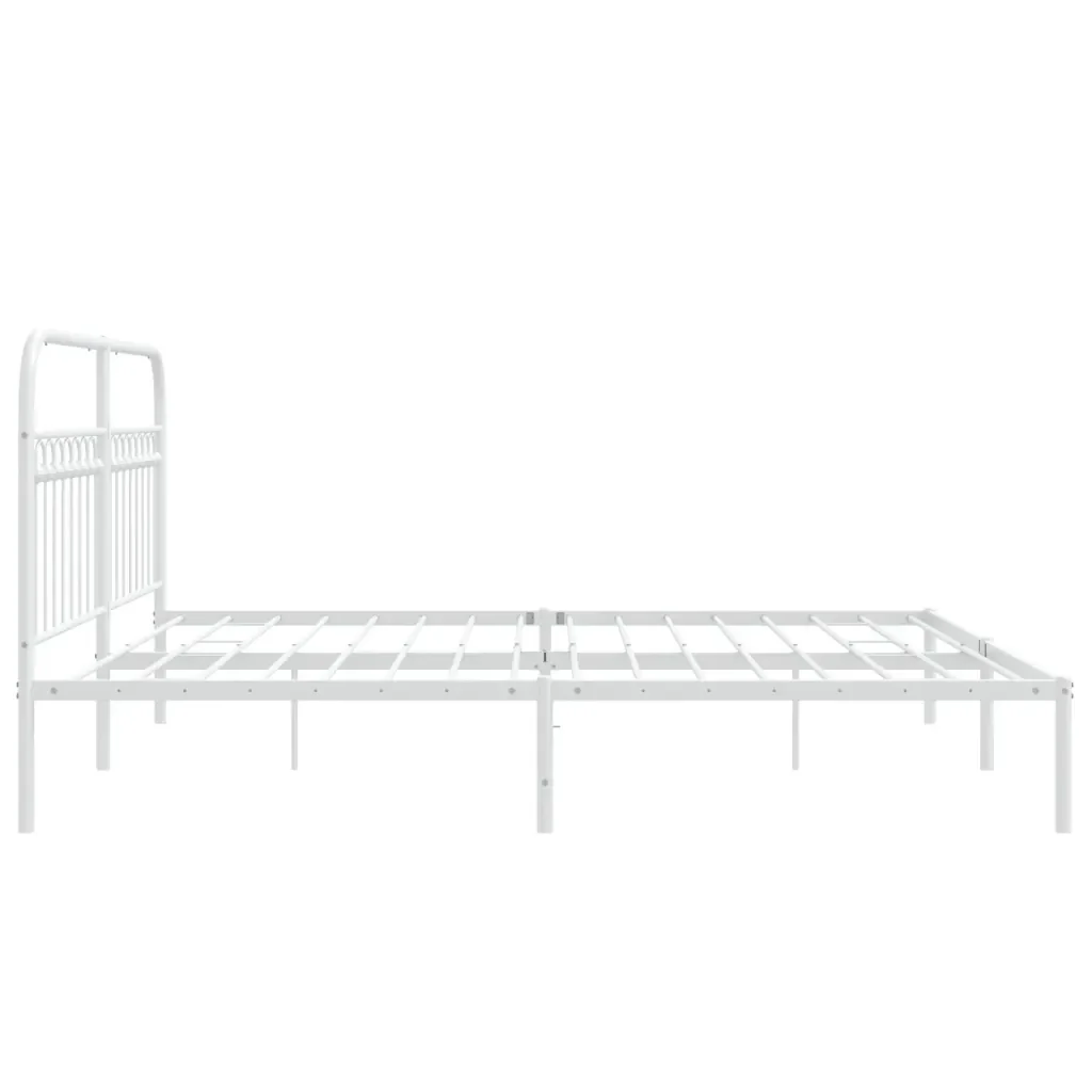 Letto matrimoniale | Letto per adulti | Giroletto con Testiera Metallo Bianco 183x213 cm - Image 5