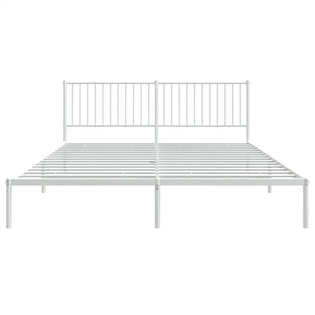 Letto matrimoniale | Letto per adulti | Giroletto con Testiera Metallo Bianco 183x213 cm - Image 7