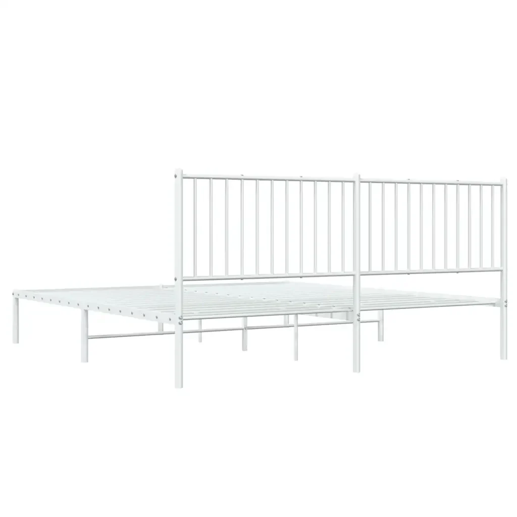 Letto matrimoniale | Letto per adulti | Giroletto con Testiera Metallo Bianco 183x213 cm - Image 9