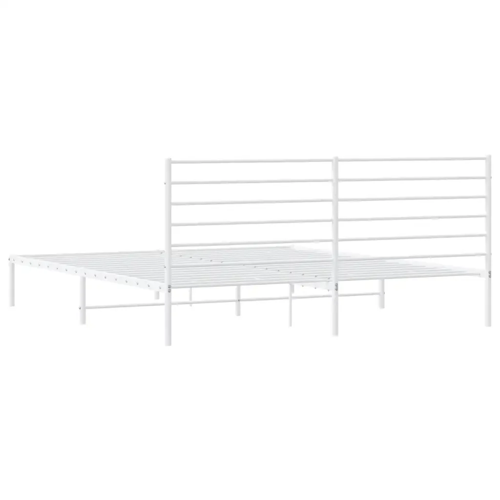 Letto matrimoniale | Letto per adulti | Giroletto con Testiera Metallo Bianco 183x213 cm - Image 8