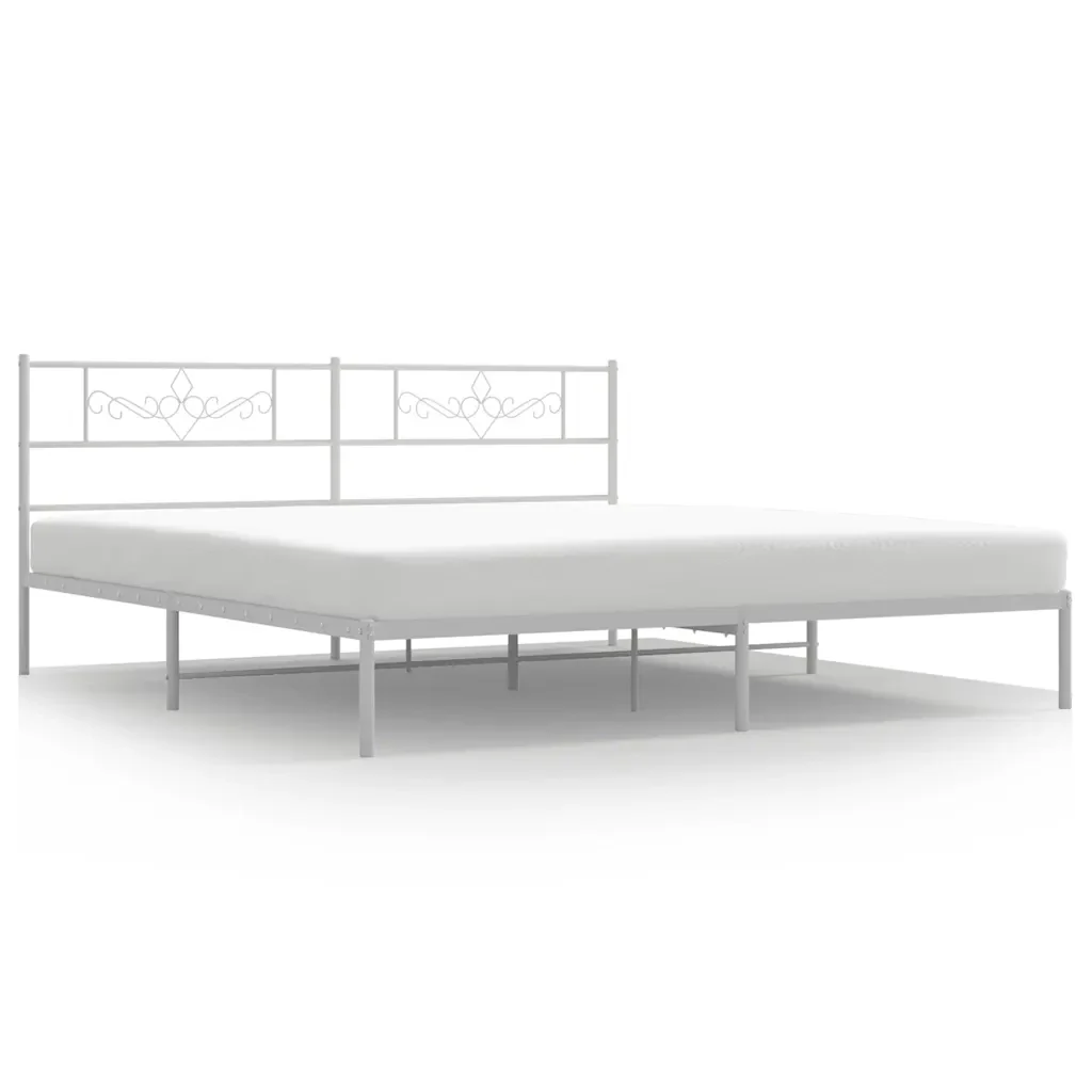 Letto matrimoniale | Letto per adulti | Giroletto con Testiera Metallo Bianco 183x213 cm