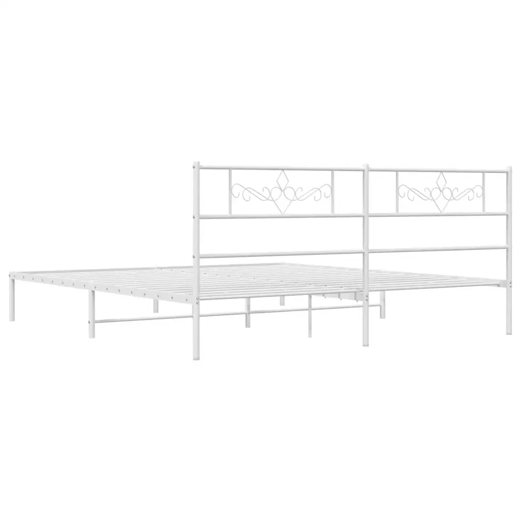 Letto matrimoniale | Letto per adulti | Giroletto con Testiera Metallo Bianco 183x213 cm - Image 8