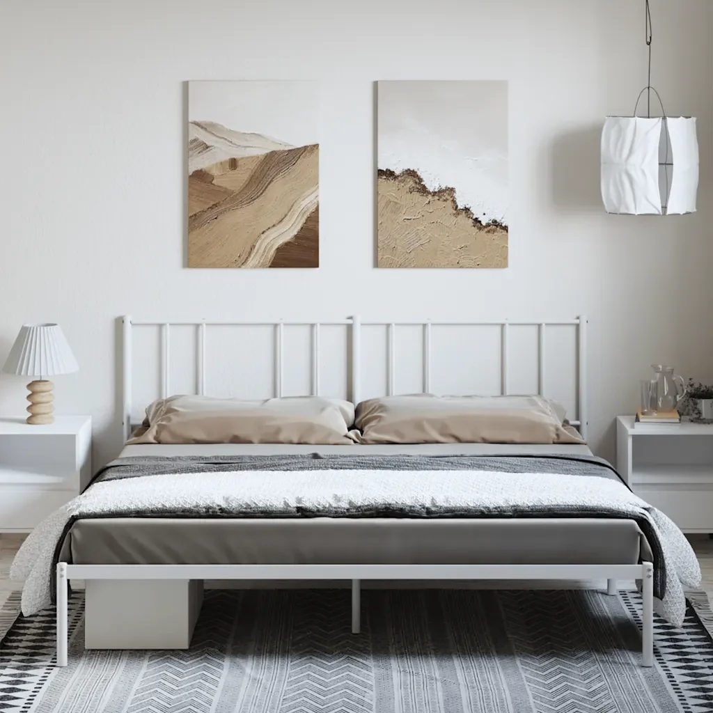 Letto matrimoniale | Letto per adulti | Giroletto con Testiera Metallo Bianco 183x213 cm - Image 4