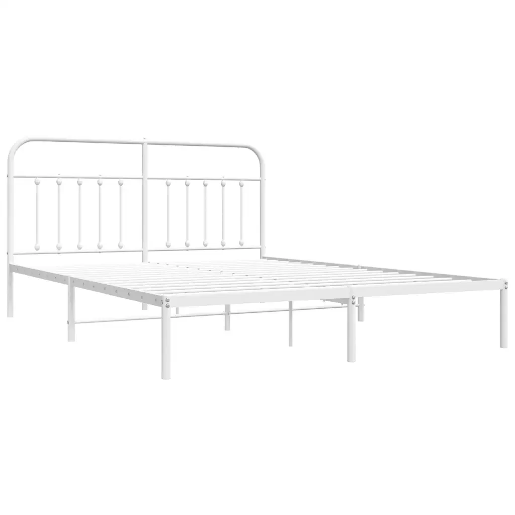 Letto matrimoniale | Letto per adulti | Giroletto con Testiera Metallo Bianco 183x213 cm - Image 4