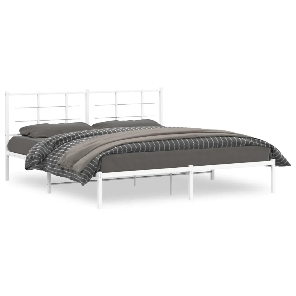 Letto matrimoniale | Letto per adulti | Giroletto con Testiera Metallo Bianco 183x213 cm