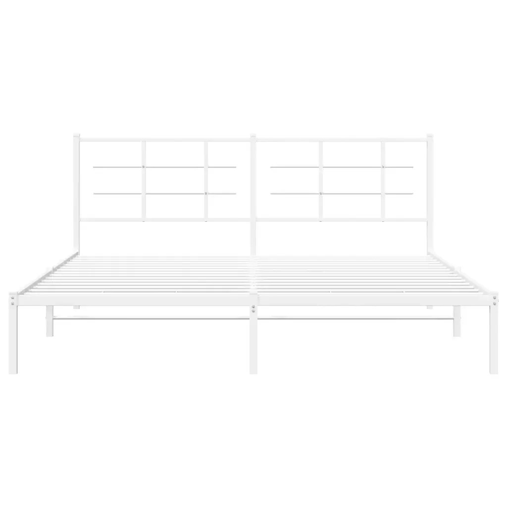Letto matrimoniale | Letto per adulti | Giroletto con Testiera Metallo Bianco 183x213 cm - Image 5