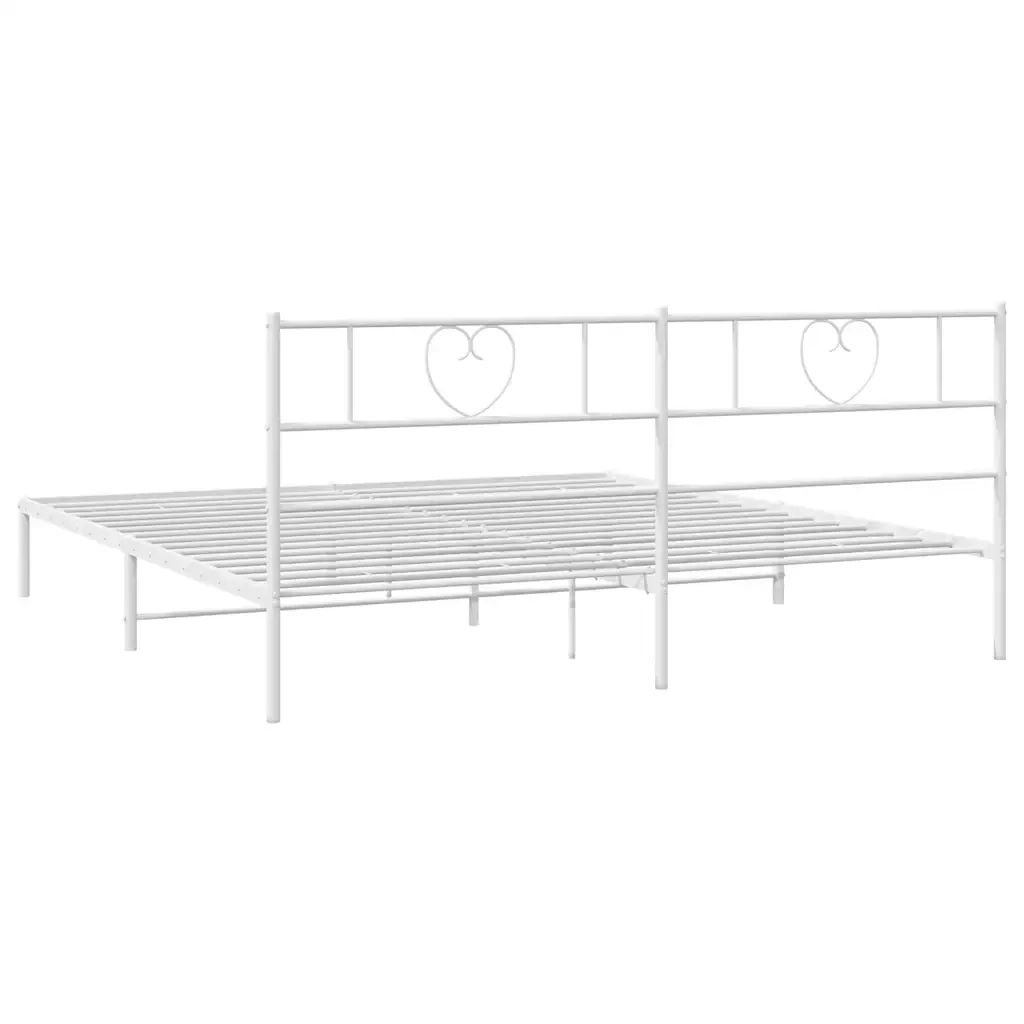 Letto matrimoniale | Letto per adulti | Giroletto con Testiera Metallo Bianco 183x213 cm - Image 8