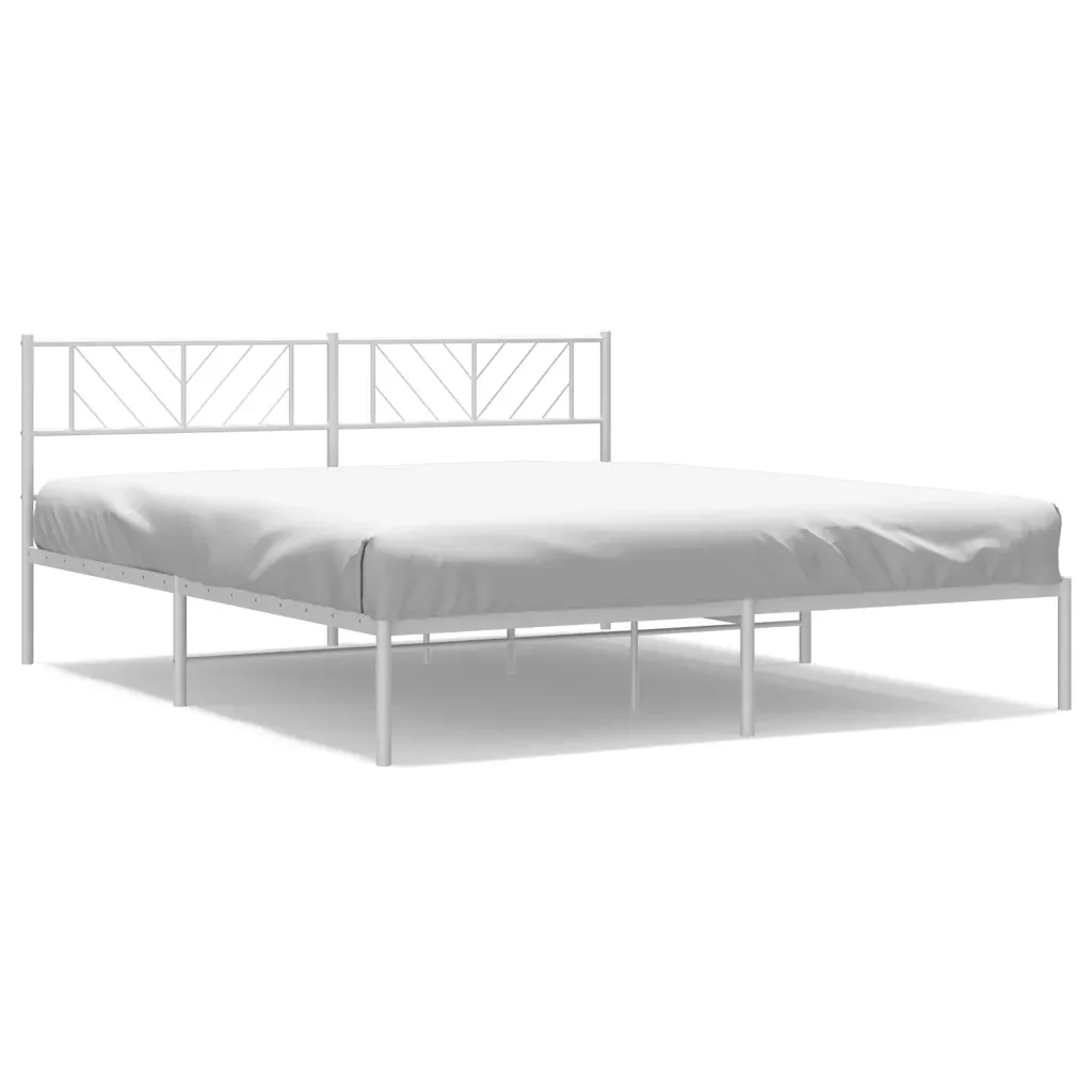 Letto matrimoniale | Letto per adulti | Giroletto con Testiera Metallo Bianco 183x213 cm