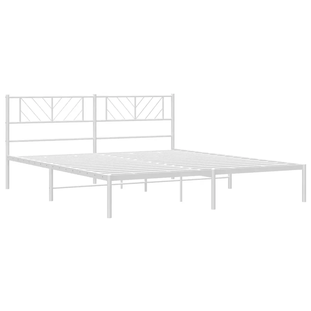 Letto matrimoniale | Letto per adulti | Giroletto con Testiera Metallo Bianco 183x213 cm - Image 5
