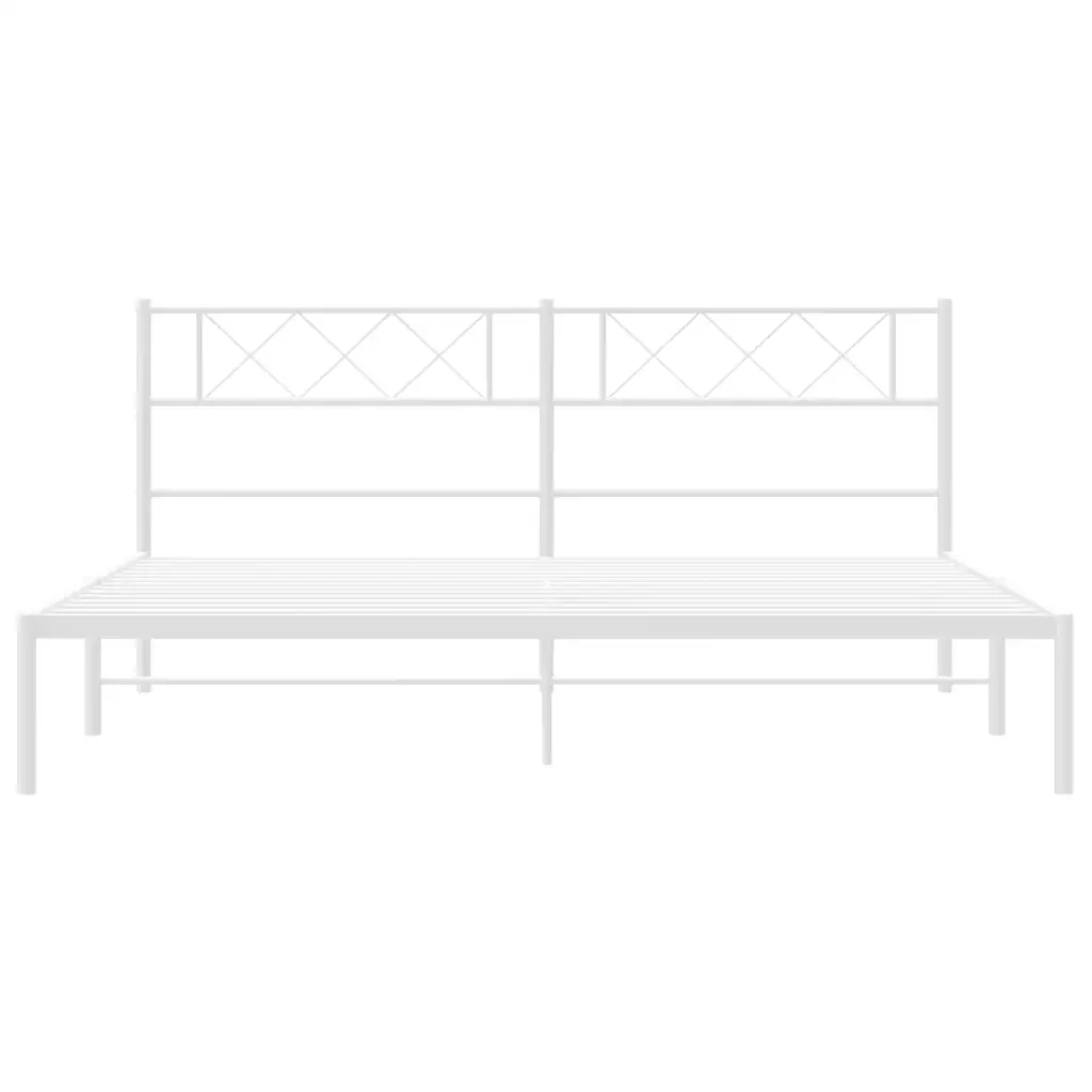 Letto matrimoniale | Letto per adulti | Giroletto con Testiera Metallo Bianco 183x213 cm - Image 6
