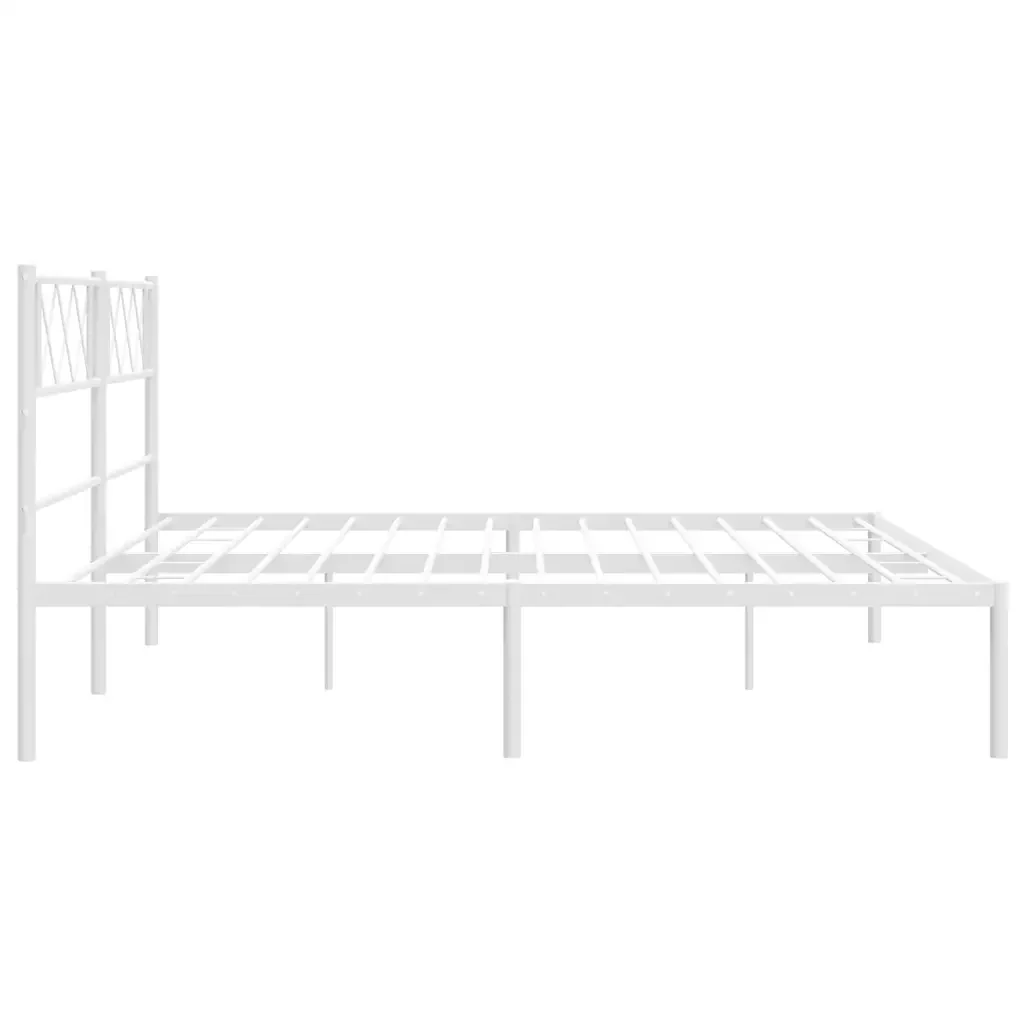 Letto matrimoniale | Letto per adulti | Giroletto con Testiera Metallo Bianco 183x213 cm - Image 7