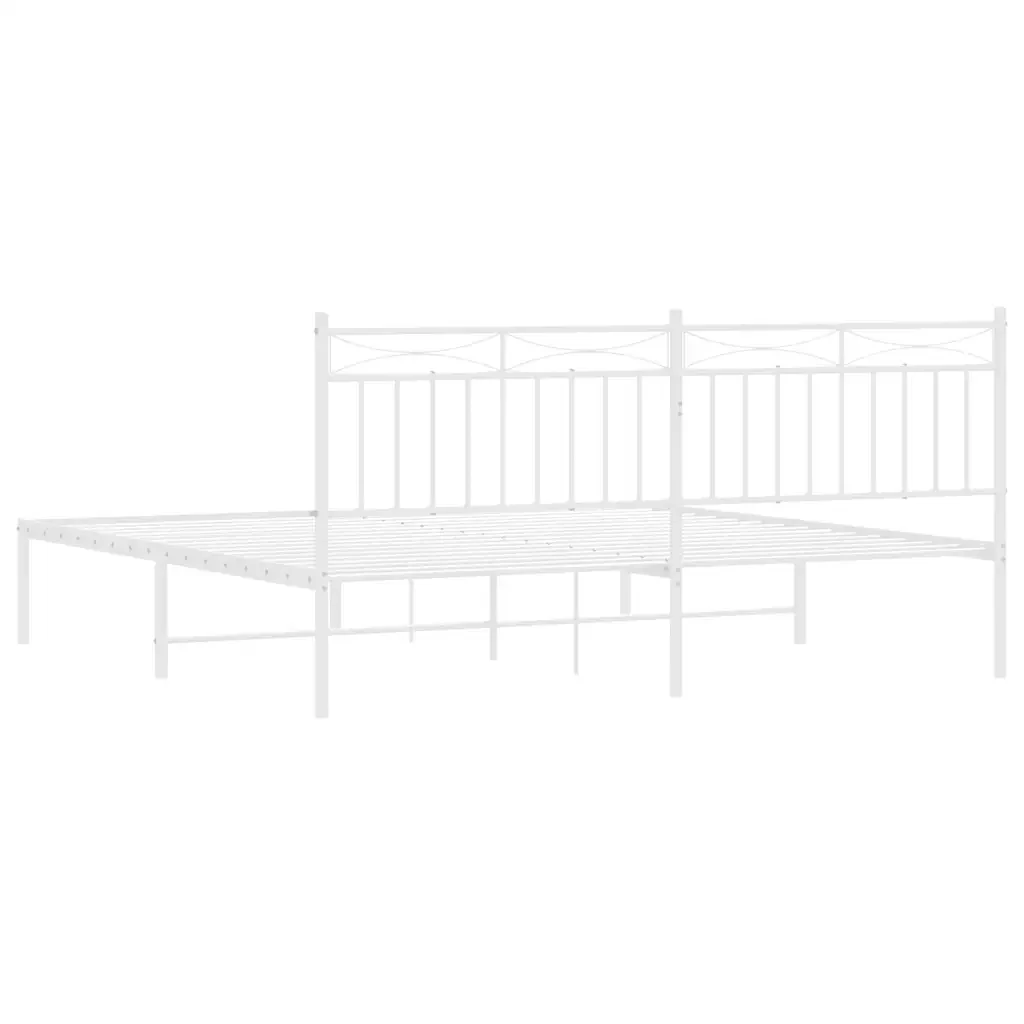 Letto matrimoniale | Letto per adulti | Giroletto con Testiera Metallo Bianco 183x213 cm - Image 8