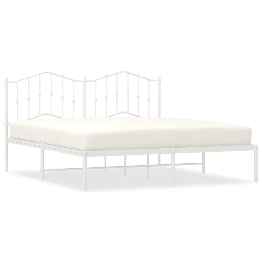 Letto matrimoniale | Letto per adulti | Giroletto con Testiera Metallo Bianco 183x213 cm