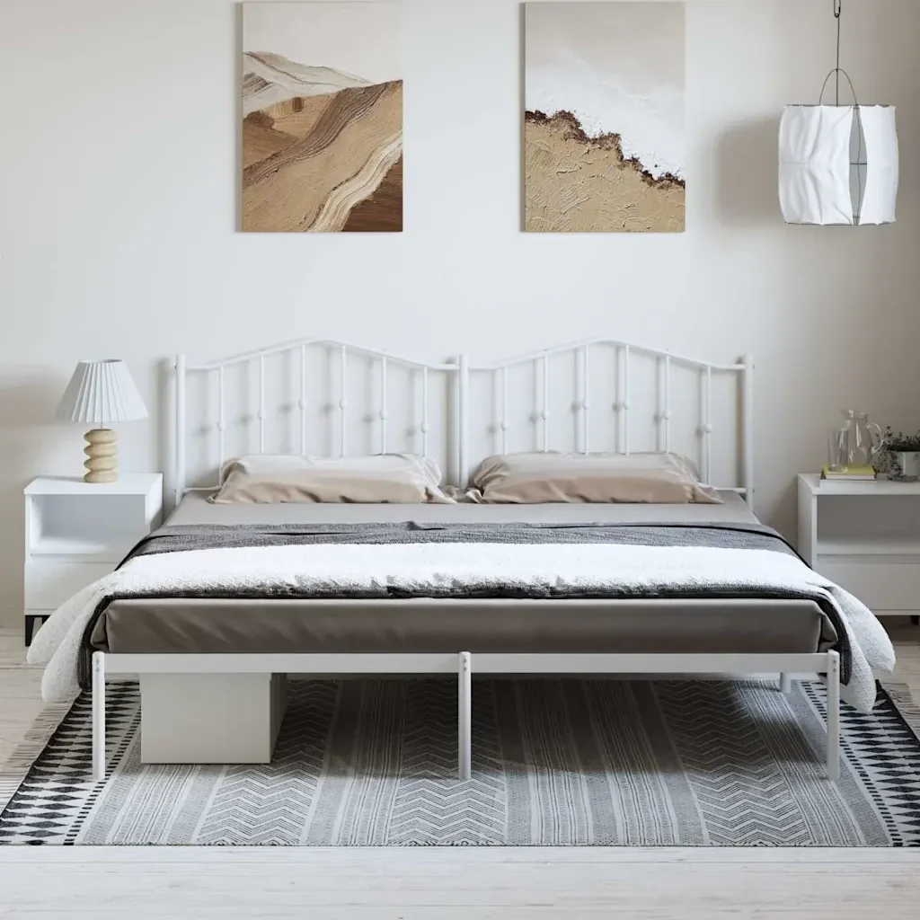 Letto matrimoniale | Letto per adulti | Giroletto con Testiera Metallo Bianco 183x213 cm - Image 4