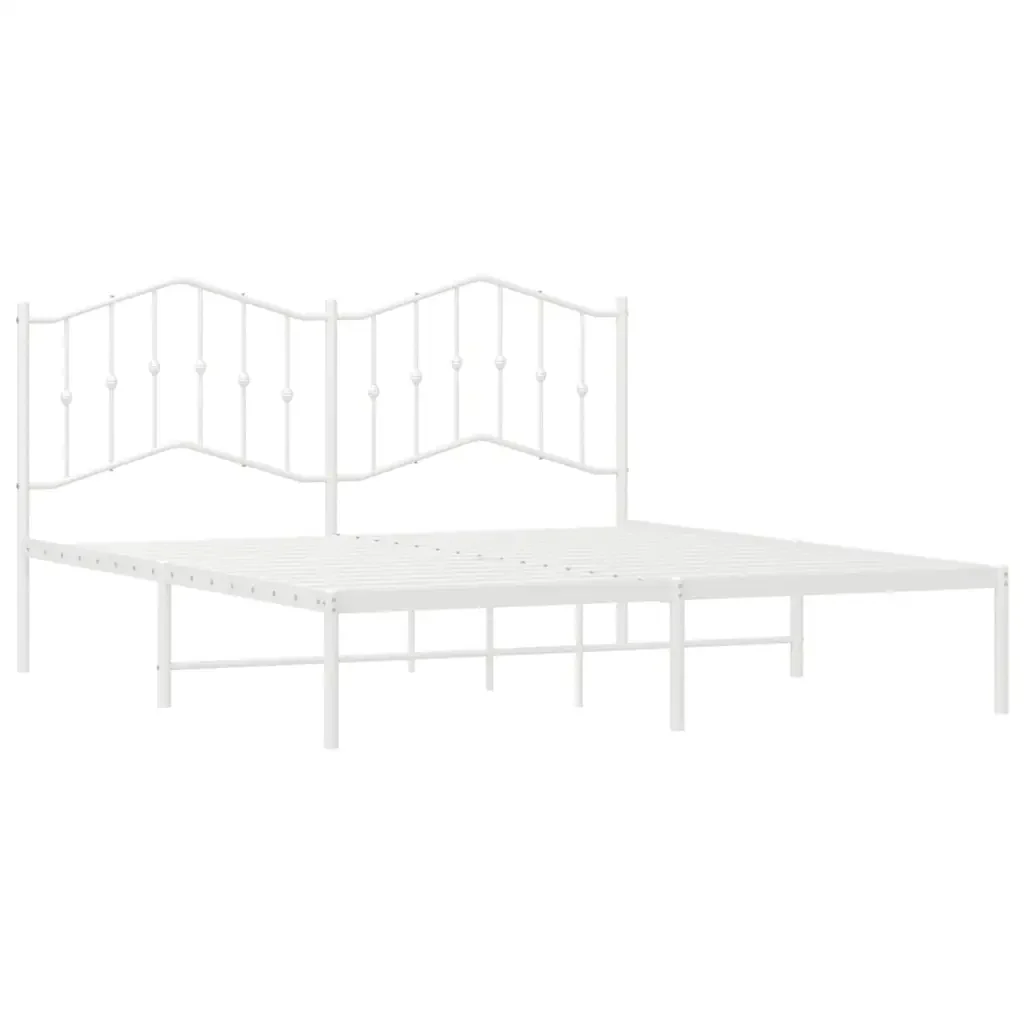 Letto matrimoniale | Letto per adulti | Giroletto con Testiera Metallo Bianco 183x213 cm - Image 5