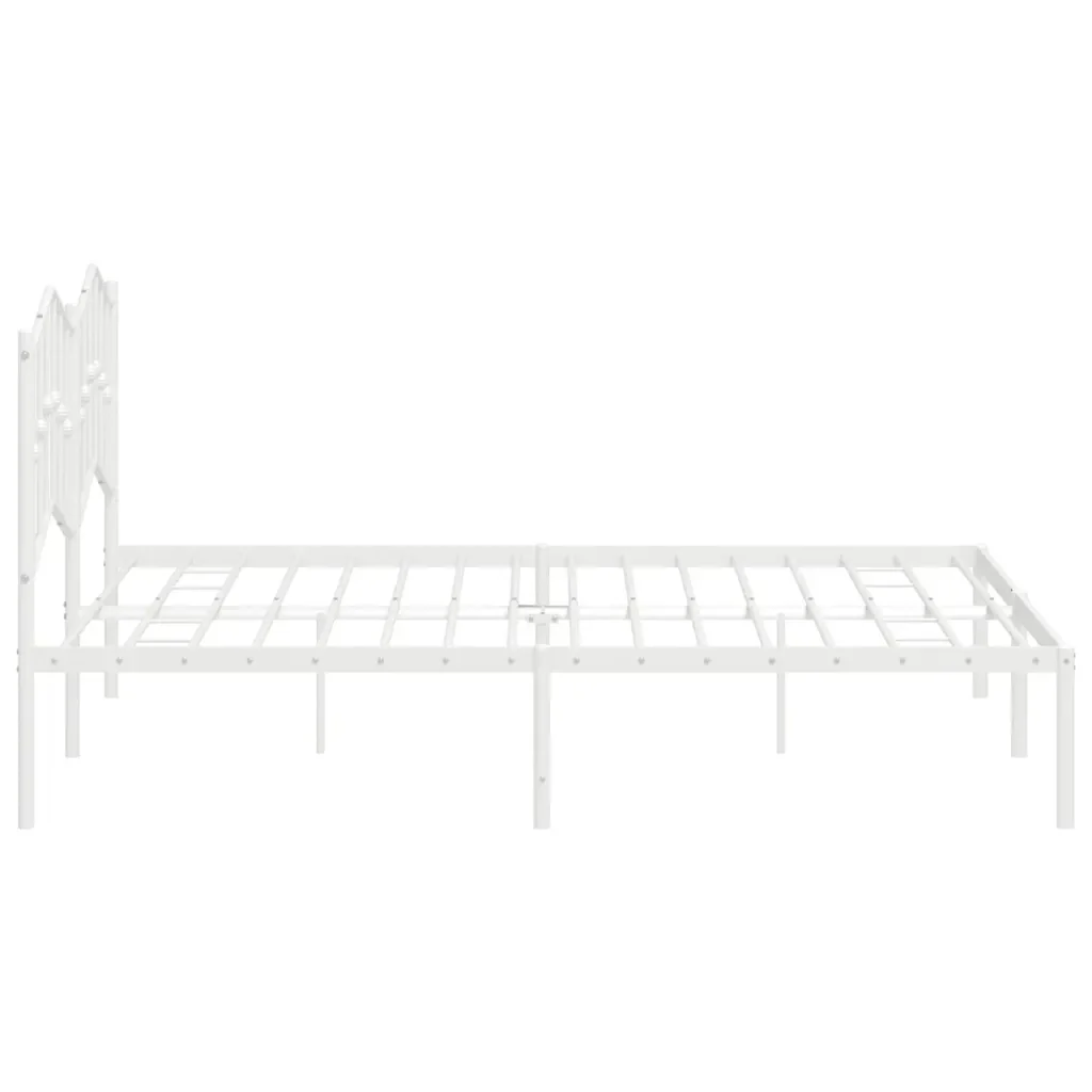 Letto matrimoniale | Letto per adulti | Giroletto con Testiera Metallo Bianco 183x213 cm - Image 7
